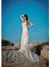 Ivory Lace Chiffon Open Back Dreamy Wedding Dress